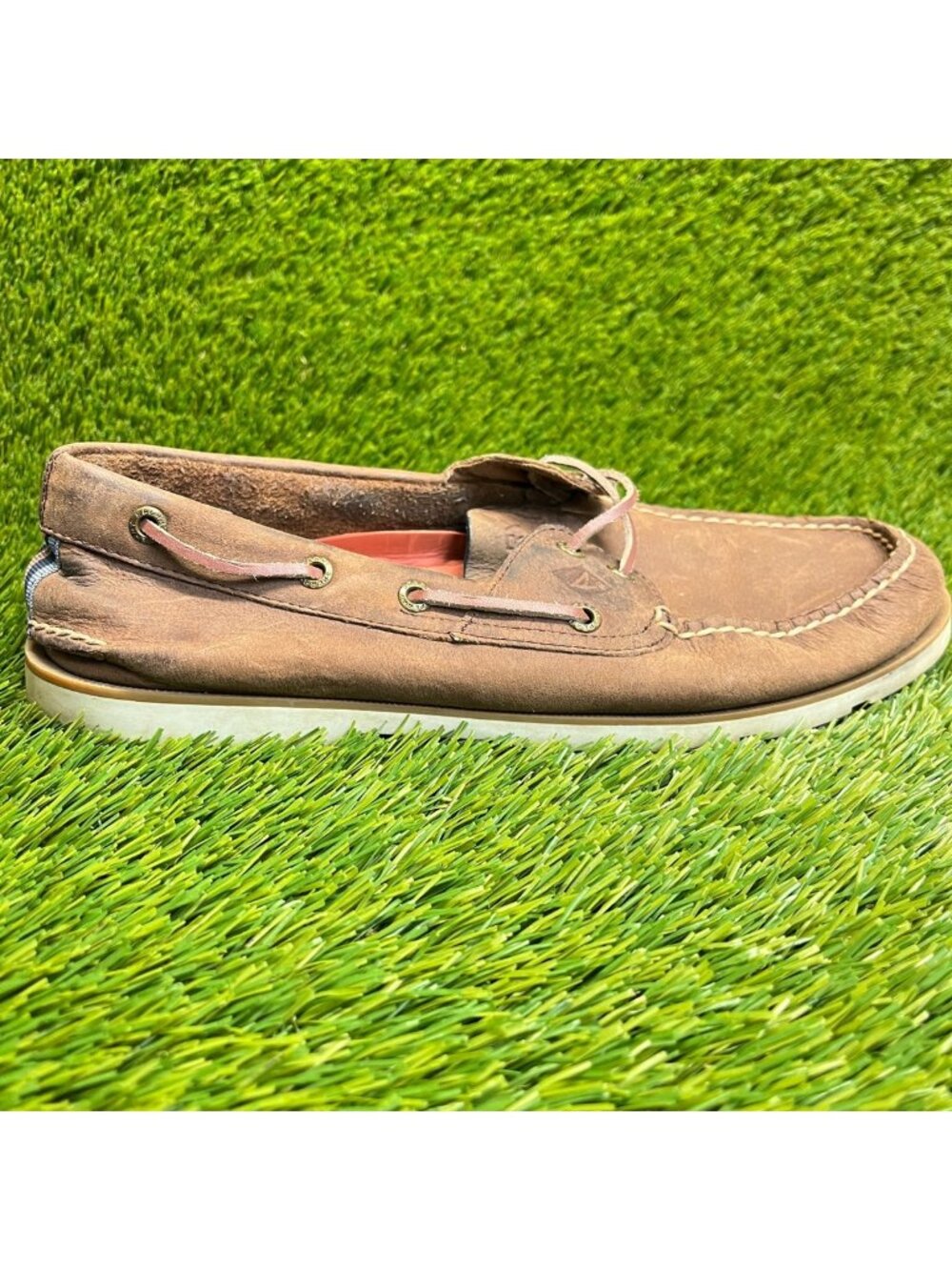 Sperry Authentic Original 2-Eye Mens Size‎ 9 Brown Casual Leather Boat Shoes